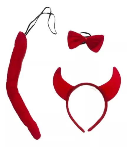 Kit Tiara Diabinho Vermelho Festa Fantasia