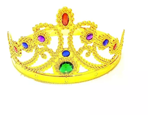 Coroa Rainha Dourada Pedras Coloridas Fantasias