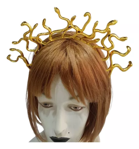 Tiara Medusa Rainha Serpente Dourada Fantasia Halloween