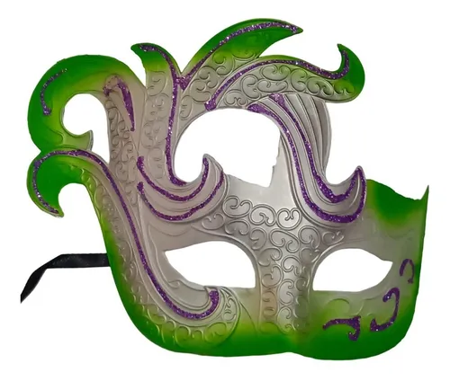 Máscara Veneziana Esverdeada Minimalista Festas Fantasias