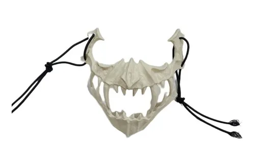 Máscara Maxilar Esqueleto Vampiro Festa Fantasia Branco