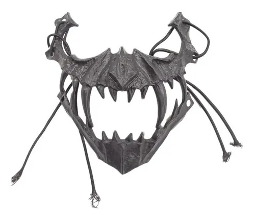 Máscara Maxilar Esqueleto Vampiro Festa Fantasia Preto