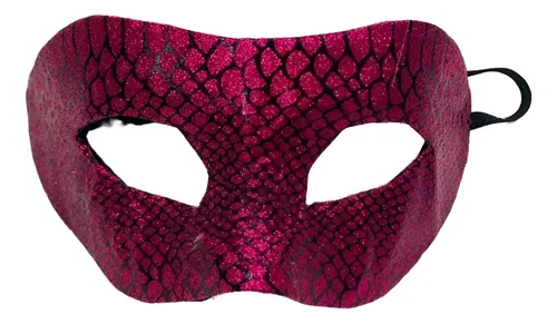 Máscara Veneziana Medusa Estampa Cobra Pink Glitter