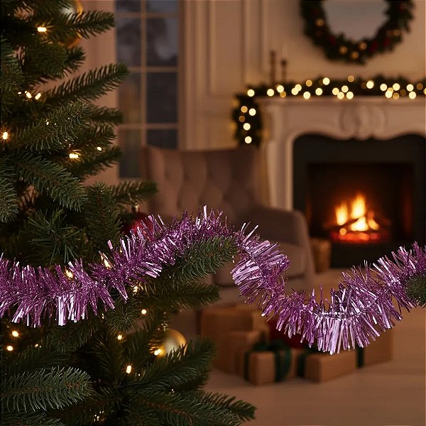 Festão Rosa 2 Metros Natal Luxo Enfeite