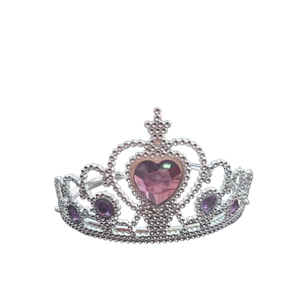 Tiara Coroa Princesa Prateada Strass Roxo Festa Fantasia