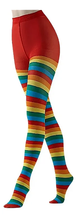 Meia Calça Adulto Listrada Colorida Fantasia Carnaval Multicolorido 105x10cm