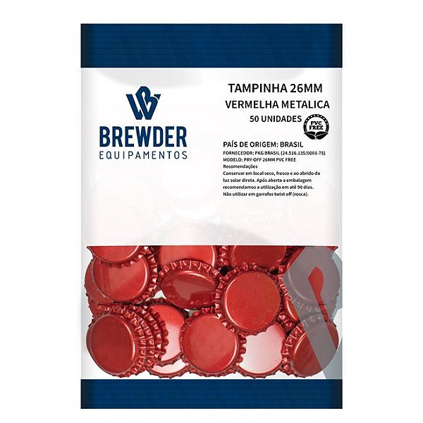 Tampinha PryOff 26mm - Vermelho Metálico