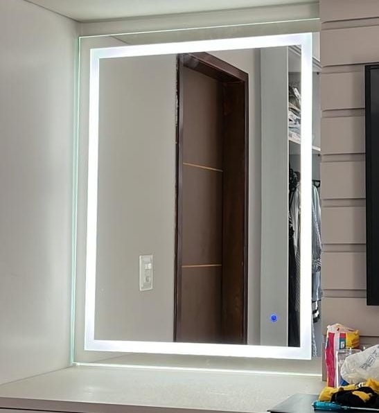 Espelho com touch led 6500k embutido 0,60x0,70