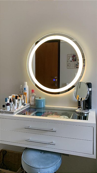 Espelho  redondo com touch led 6500k  0,60x0,60
