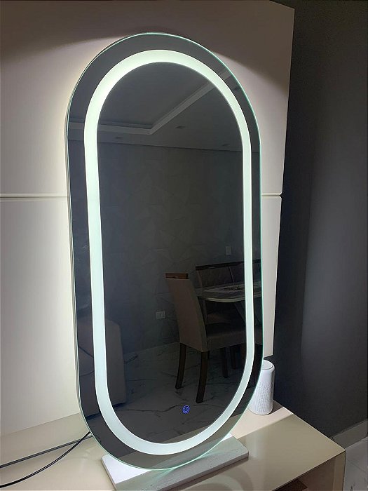 Espelho oval 3 cores de led 0,60x1,20