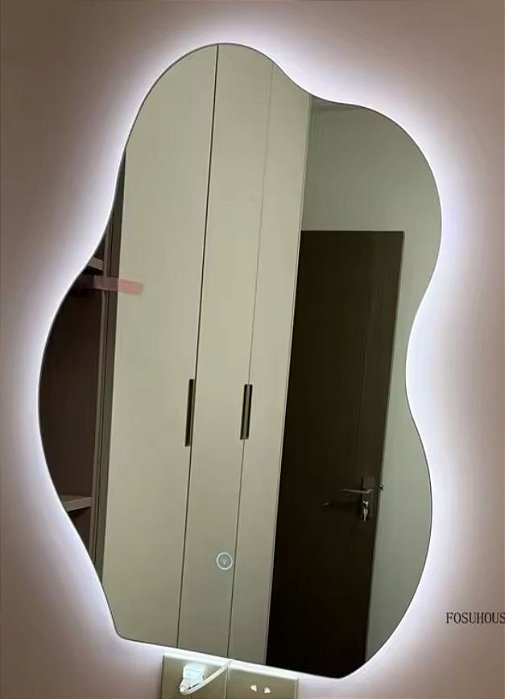 Espelho orgânico iluminação indireta 3 cores de led botão touch 0,70 x0,90!