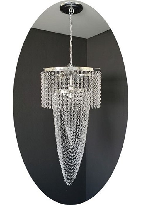 Lustre redondo de cristal acrílico alto brilho - Lina Design Iluminação