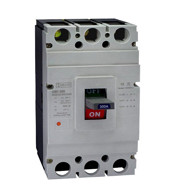 Disjuntor Caixa Moldada CM1-400L 300A Tripolar (85kA em 220v / 50kA em 380v) SIBRATEC