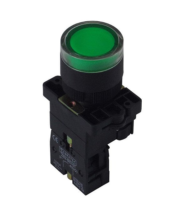 Botão de impulso Iluminado plástico EW3461 24Vca/vcc Vermelho 1NF ou Verde 1NA