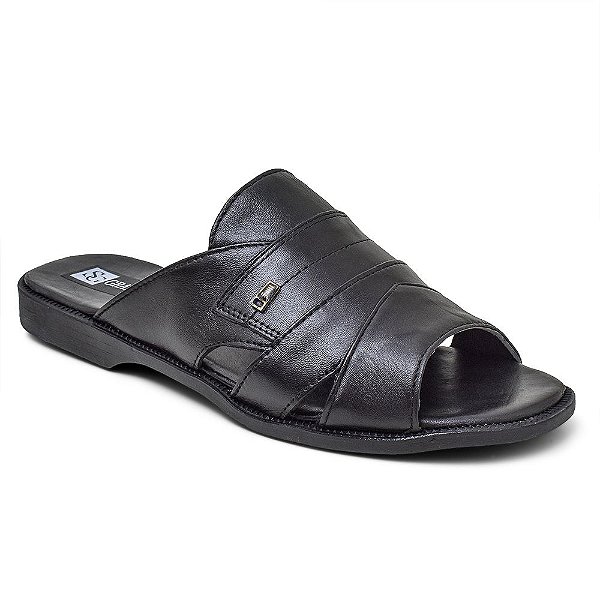 Sandália Masculina De Couro Conforto 408 Preto