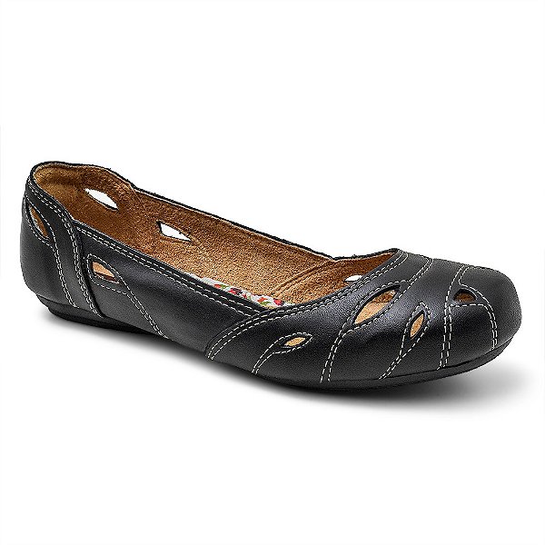 Sapatilha Feminina De Couro Bruna Paula BP-3018 Preto