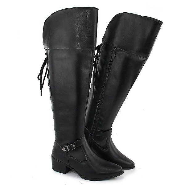 Bota Feminina Over BR2 11503 Preto Liso