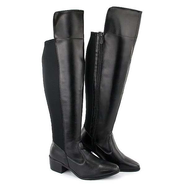 Bota Feminina Over Com Neoprene BR2 11563 Preto Lisa