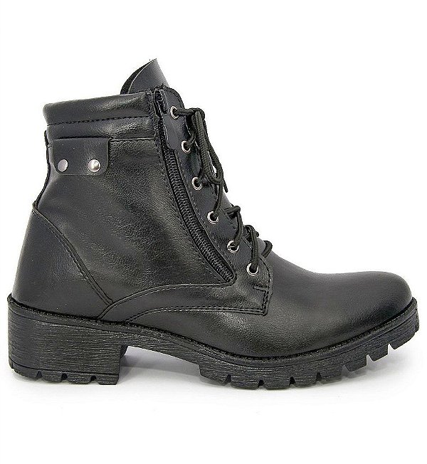 Coturno Feminino Lady Preto Ziper Lateral 11715