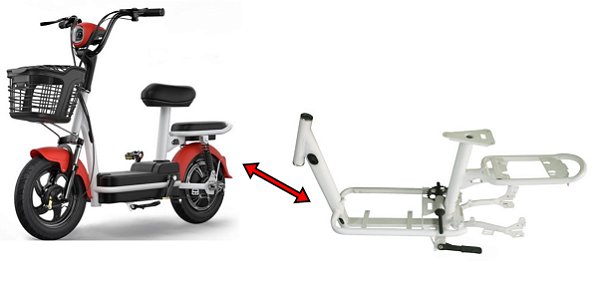 Quadro Da Scooter Elétrica Smart 48v Bicicleta Elétrica