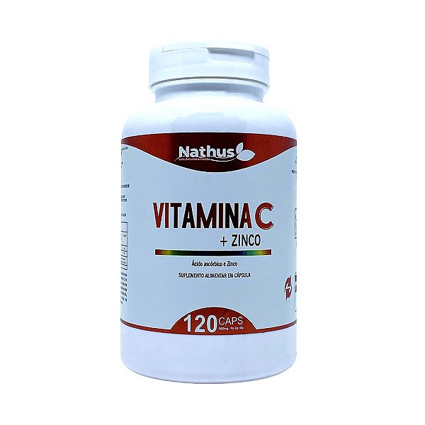 Vitamina C + Zinco 500mg - Nathus - 120 Cápsulas
