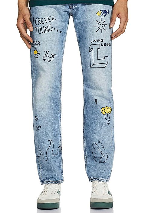 Calça Jeans Levis Premium 501 Estampada - Mstock Store