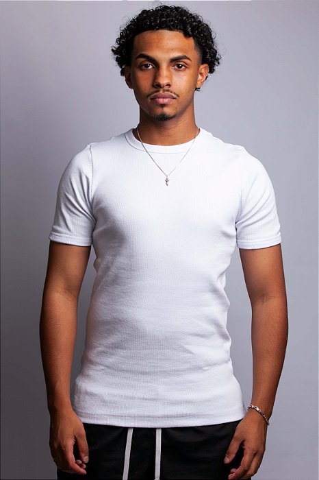 Camiseta Canelada Slim Branca