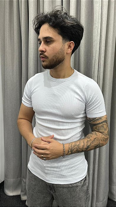 Camiseta Canelada Slim Branca