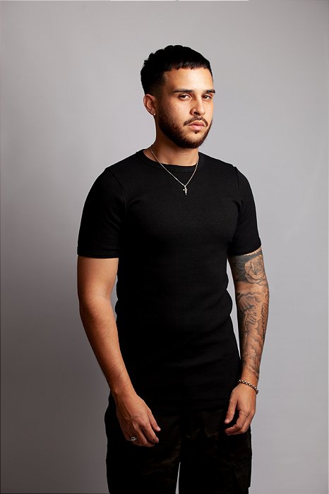 Camiseta Canelada Slim Preto