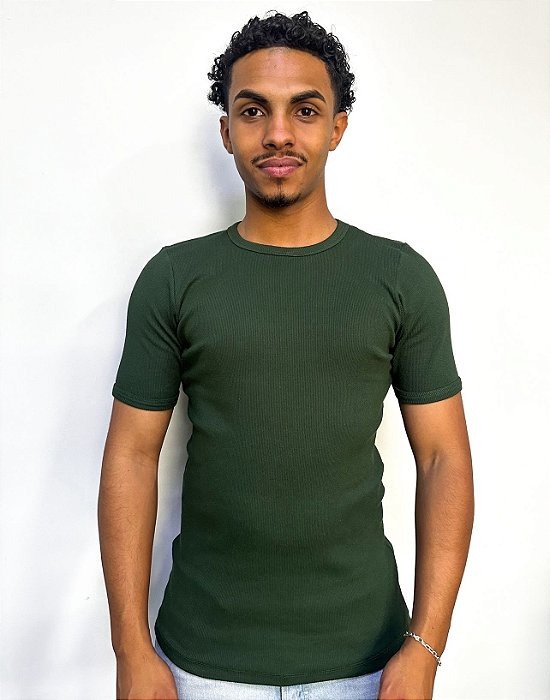 Camiseta Canelada Slim Verde