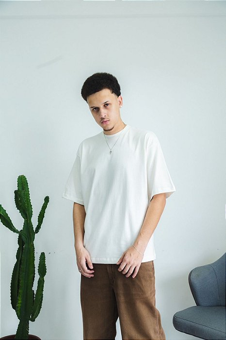 Camiseta M Basic Boxy Fit Off White