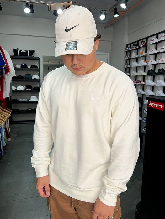 Moletom Nike Club Swoosh Solo Careca Creme