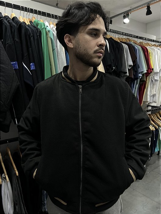 Jaqueta Bomber Basic Black Ocre