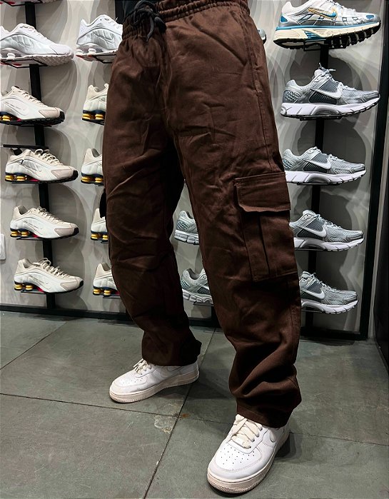 Calça Cargo Baggy Basic Marrom