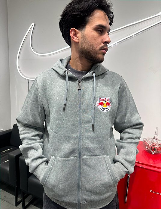 Moletom Red Bull Brasil Zip Cinza