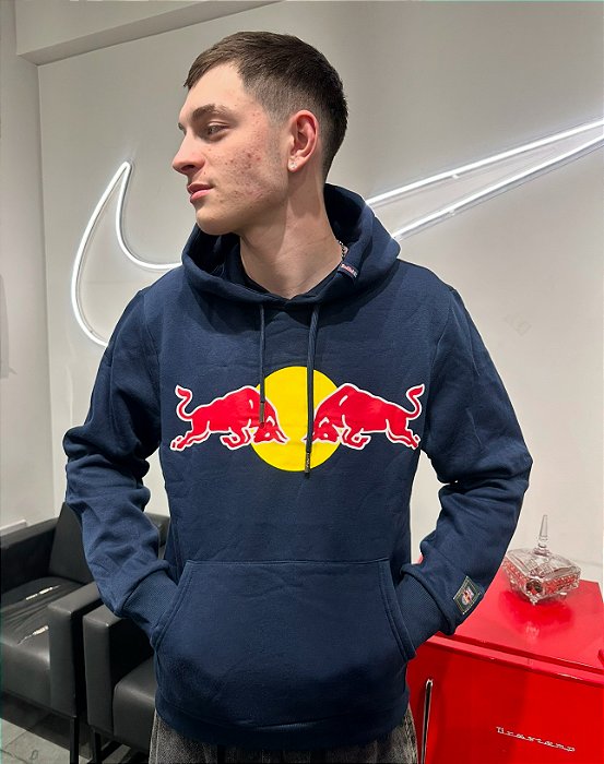 Moletom Red Bull Big logo Classic Canguru Azul
