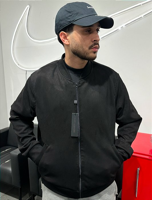 Jaqueta Bomber Basic Black Suede Off