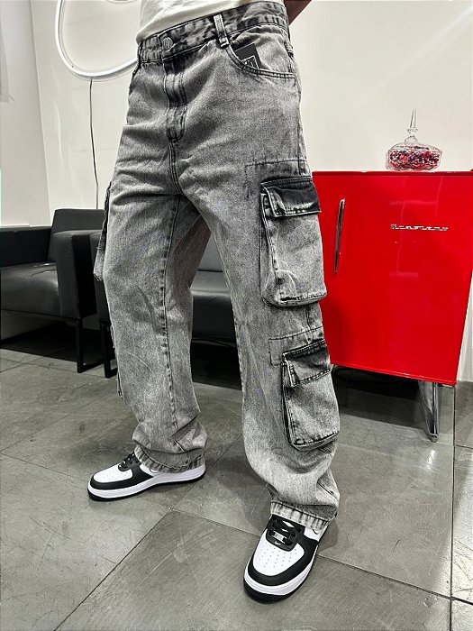 Calça Jeans Cargo Ultility Stoned