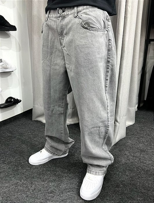 Calça Jeans Baggy Grey Stoned