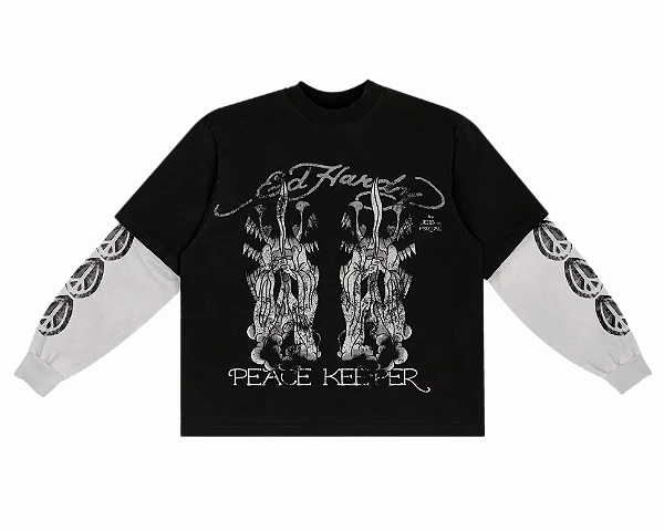 Camiseta Manga Longa Ed Hardy x Matuê Peace Keeper Preta