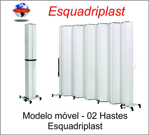 Biombo Sanfonado Móvel Largura 2,41 x 1,85 Altura 02 Hastes cor Branco