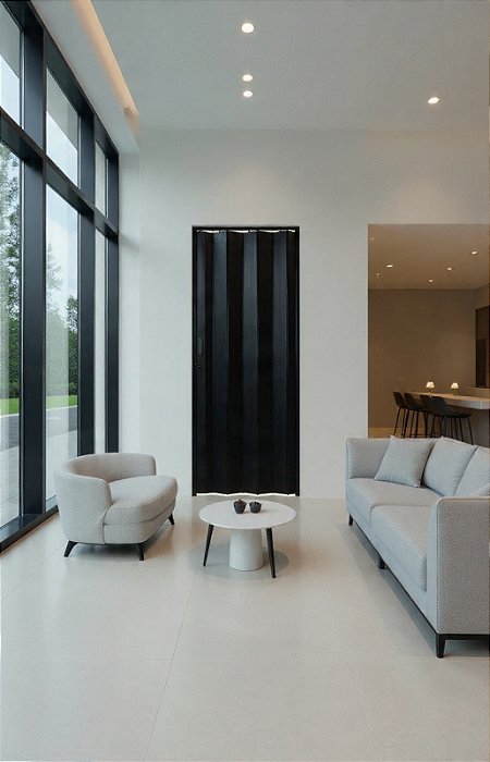 Porta Sanfonada Lisa Preta Texturizada