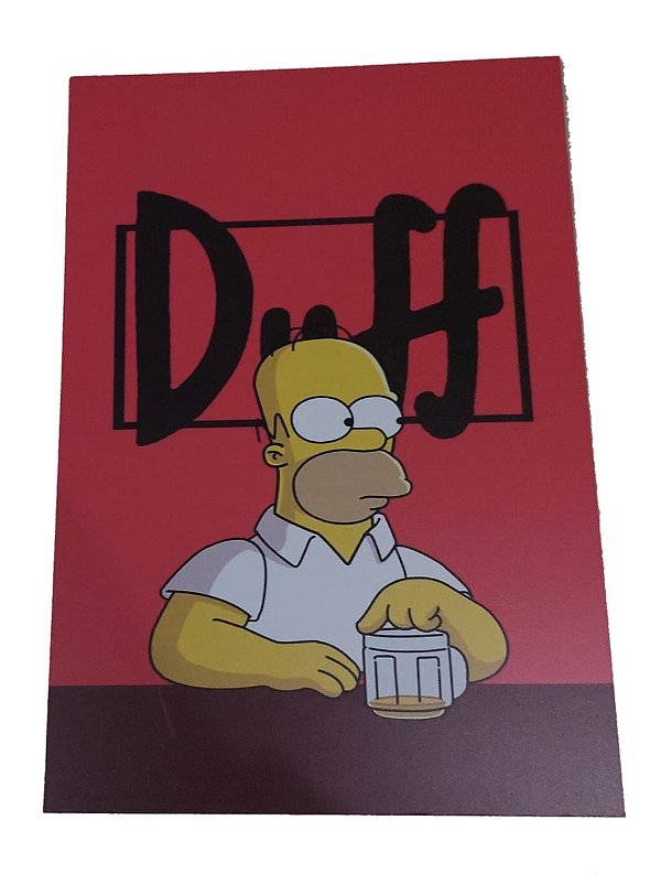 Placa Decorativa / Quadro Em Mdf Duff Hommer Simpson Sentado Mesa