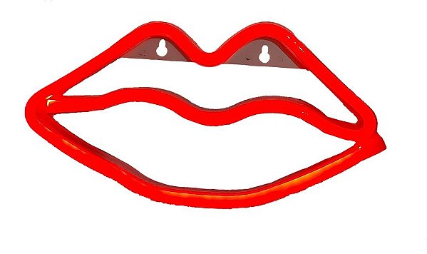 Luminária De Led Boca Vermelha Neon Vazada Silhueta