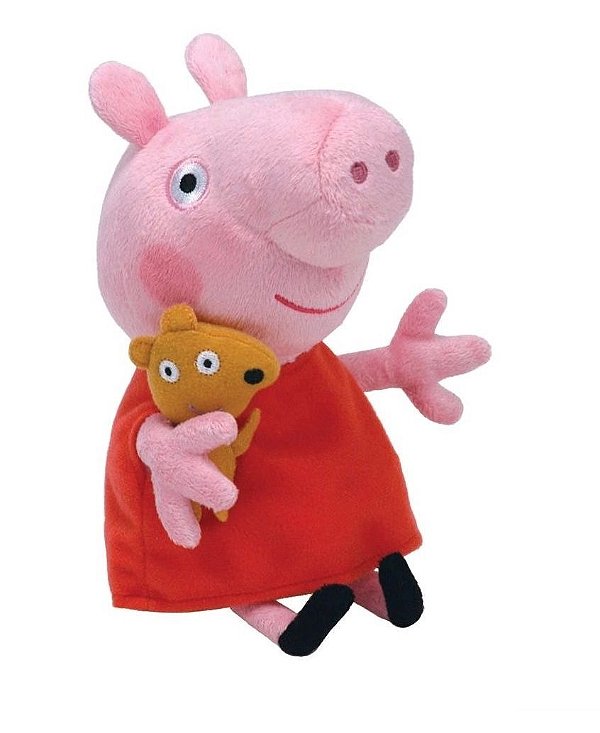 Boneca De Pelúcias Peppa Pig Vestido Vermelho Antialérgico