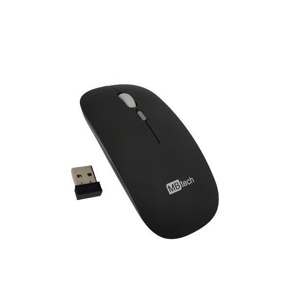 Mouse Óptico Sem Fio Recarregável Slim Usb 3200 Dpi Preto