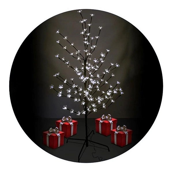 Luminária Árvore Flor Cerejeira 144 Leds Flores Abajur Branco Frio