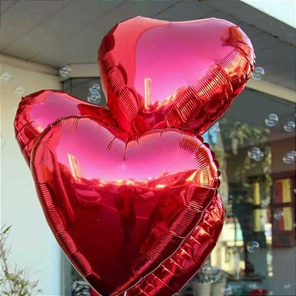 Balão Metalizado - Coração Vermelho 45cm
