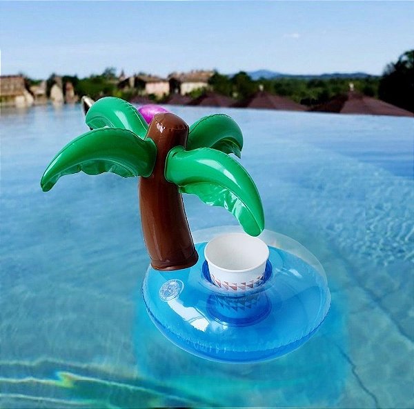 Porta Copo Boia Inflável Coqueiro Piscina Festa Pool Party