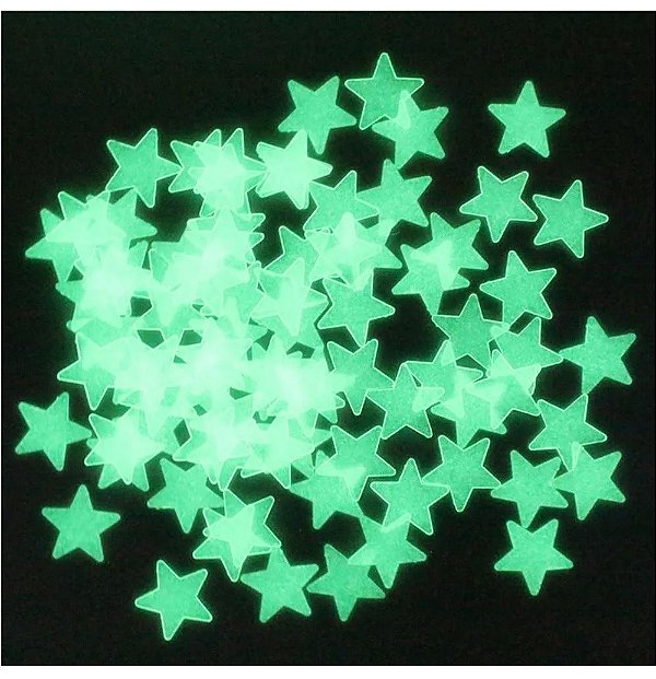 Adesivo Fluorescente Estrela Brilha Escuro P/ Teto Parede Verde